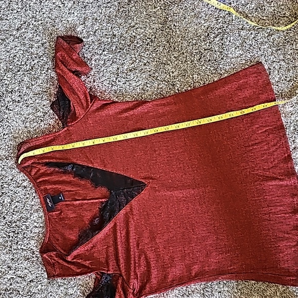 STUNNING DAYTRIP WOMENS EYELASH LACE V NECK COLD SHOULDER EVENING TOP - Picture 8 of 12